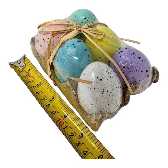 Farmhouse Speckled Eggs Crate Tiered Tray Decor Plastic Blue Pink Yellow Gift - Picture 7 of 11